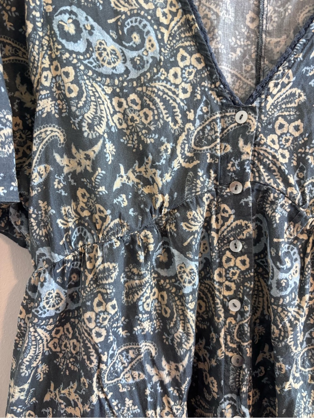 Sundance Blue Paisley V-Neck Jumpsuit - Picture 4 of 6